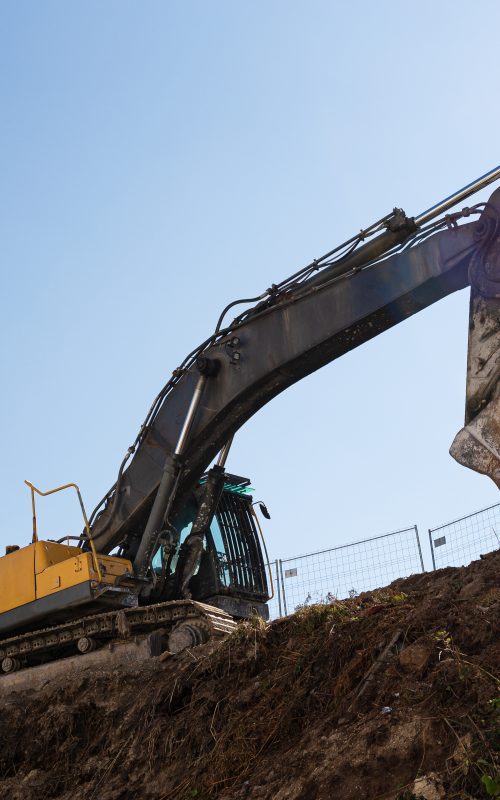 Excavator working on construction site